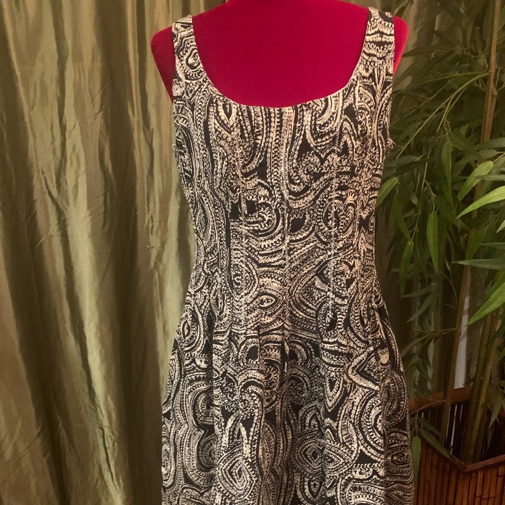 Dress by Alfani, Black & White, Corset-style pleating
